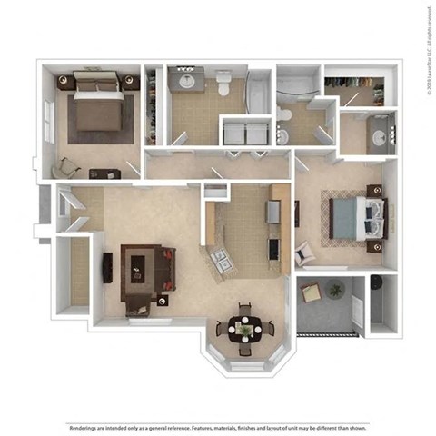 B2 2 bed 2 bath 1139 sqft